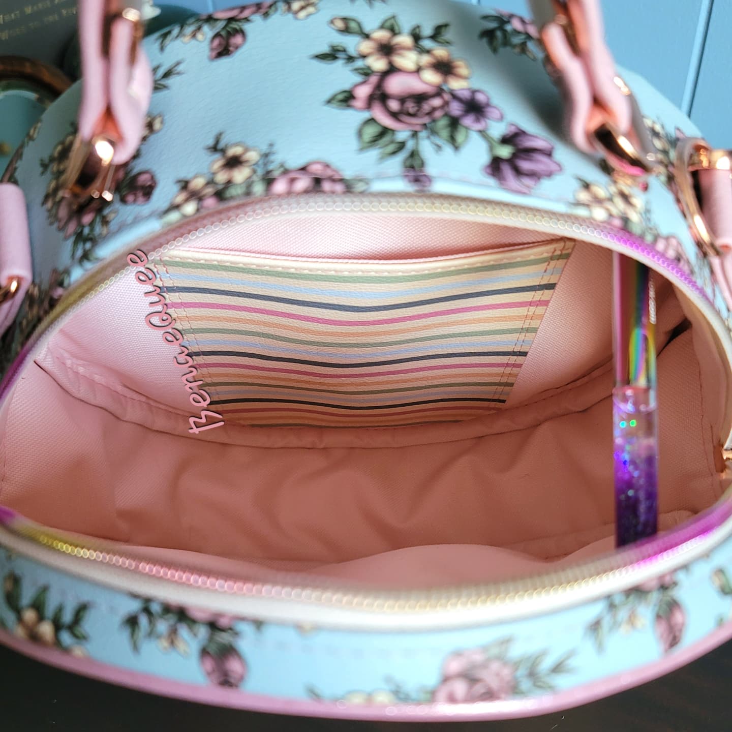 Pastel Floral Rebel Ship Reversible Round Crossbody Bag