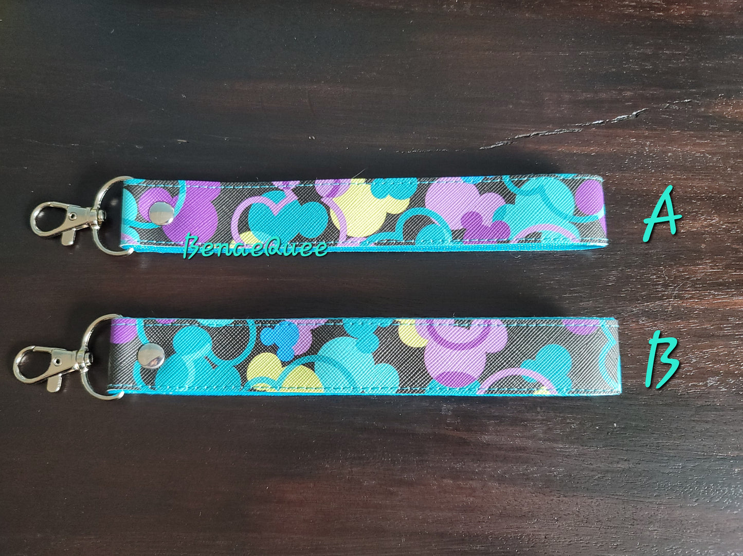 Teal and Purple Mousefetti Key Fob