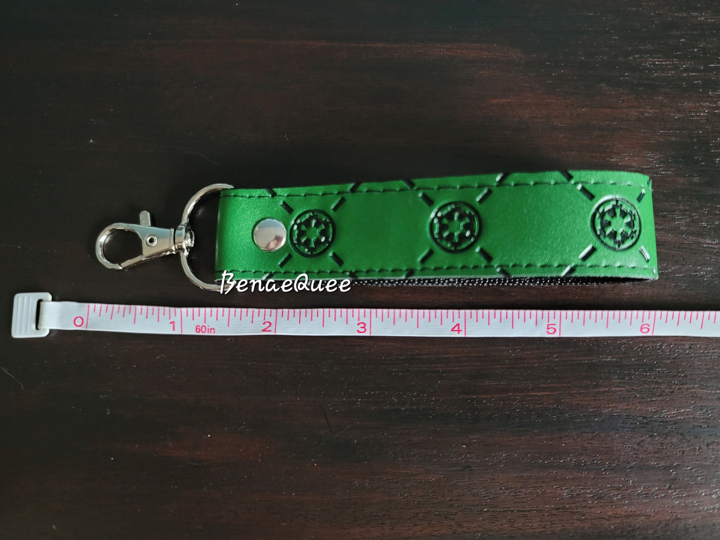 Green and Black Debossed Space Wars Key Fob