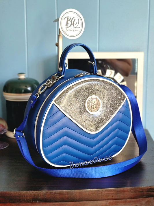 Blue Dome Bot Inspired Vintage Style Bowler Bag