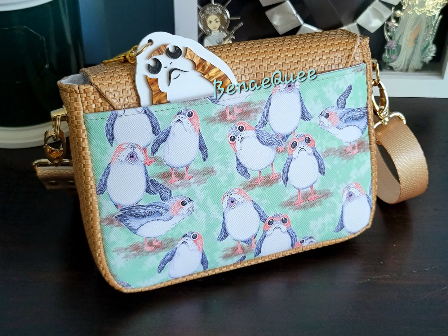 Galactic Space Puffins Small Crossbody Bag