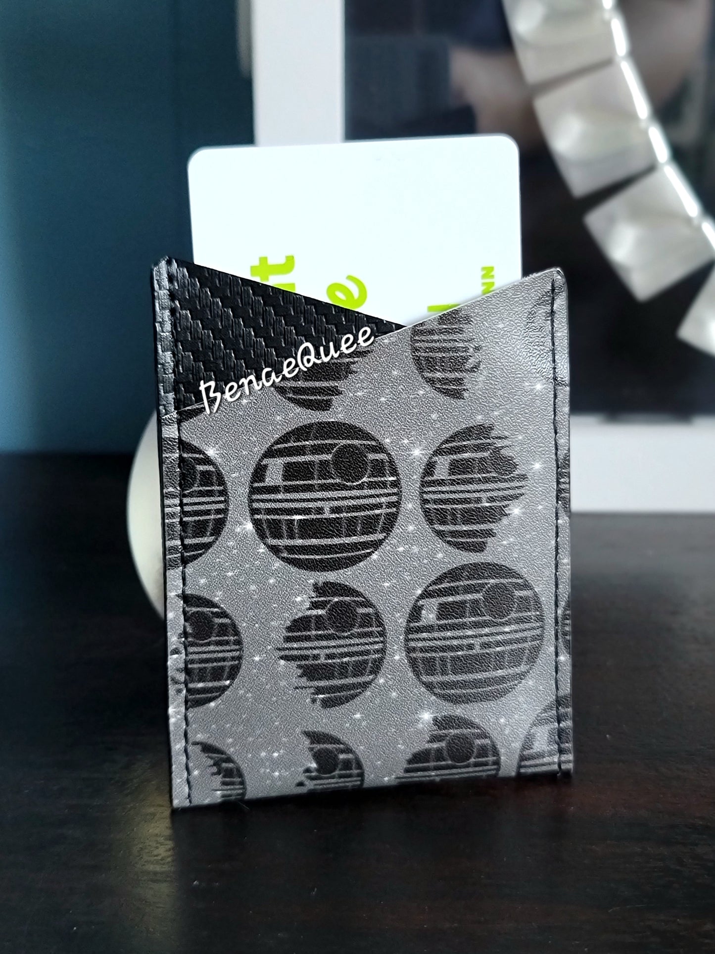 Phases of the Dark Side Moon Ship Mini Card Wallet