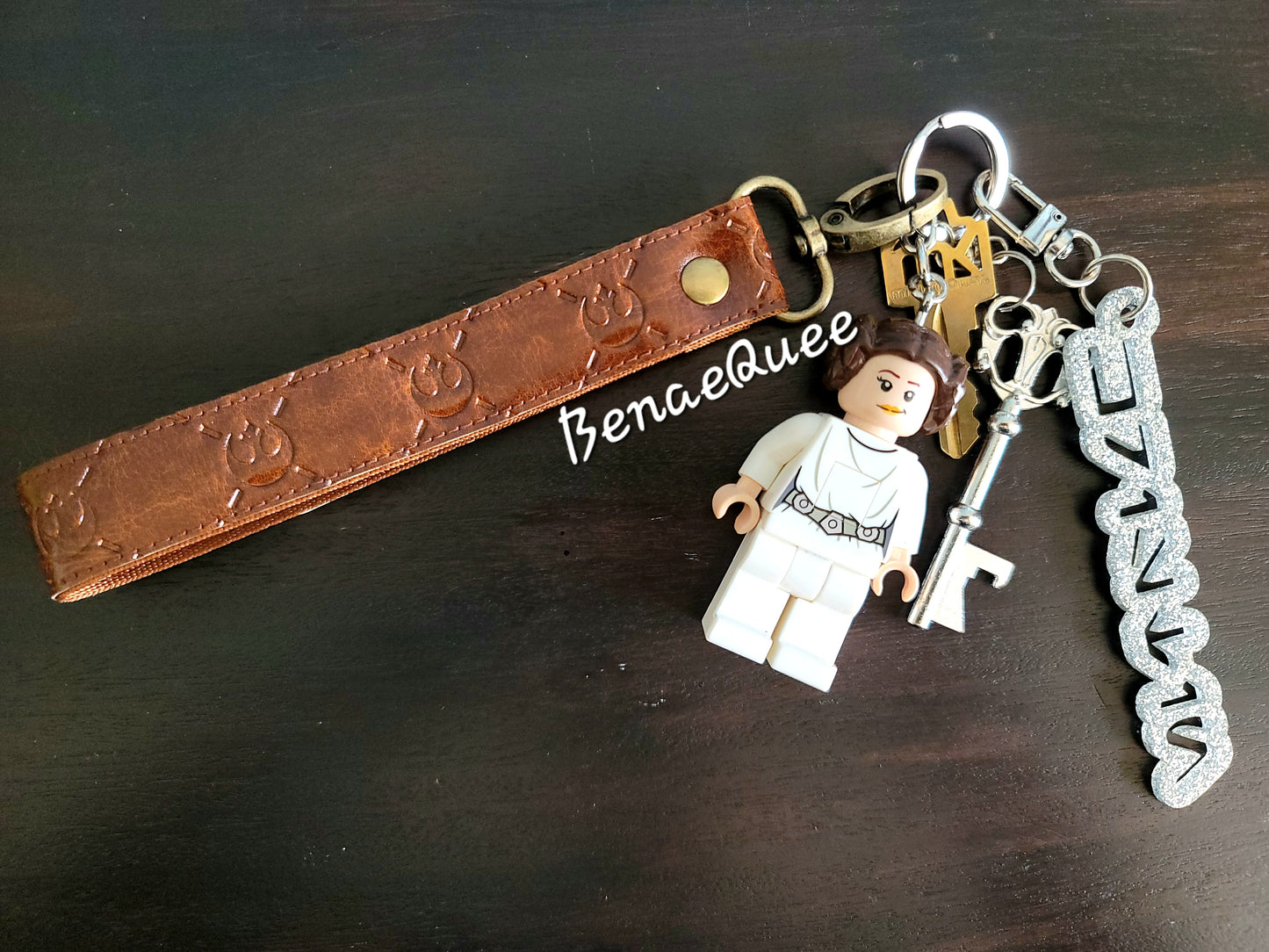 Brown Debossed Space Wars Symbol Key Fob