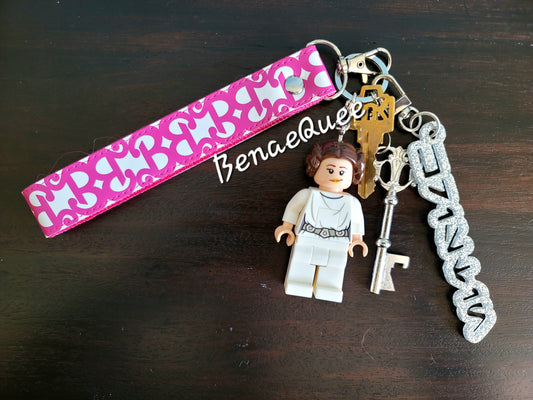 Pink Doll 'B' Key Fob