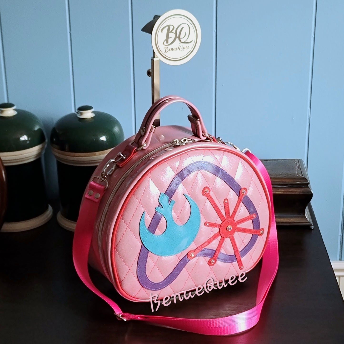 Galactic Glitter Rebel Pinup Inspired Retro Style Round Bag