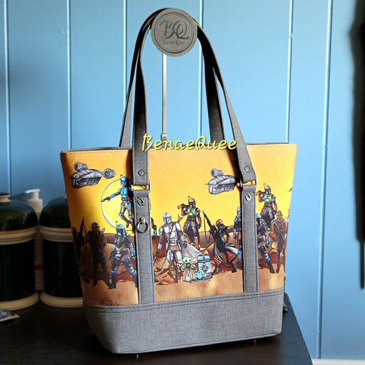 Galactic Bounty Hunters Border Print Tote Bag
