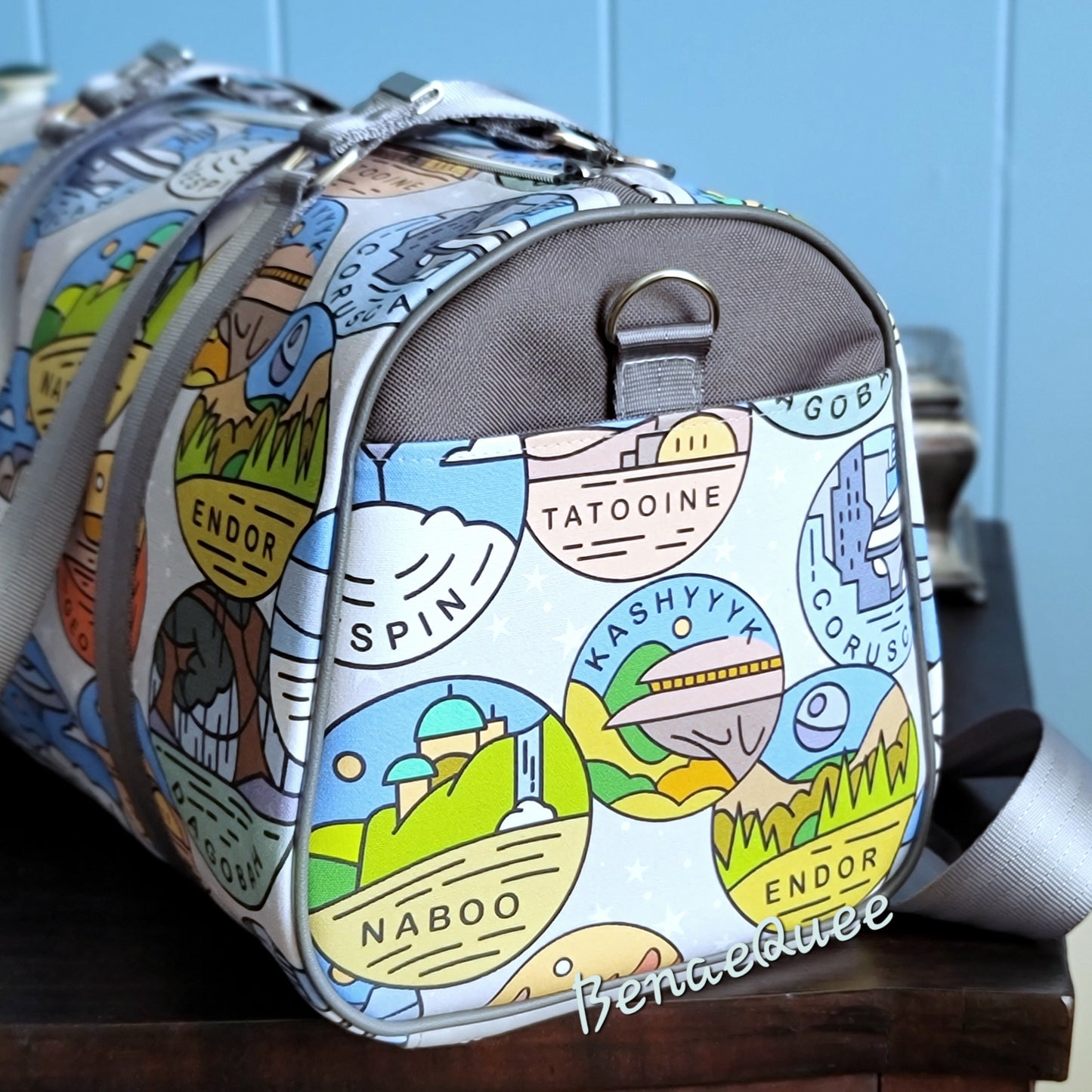 Galactic Travel Stamps Carry On Duffle Bag