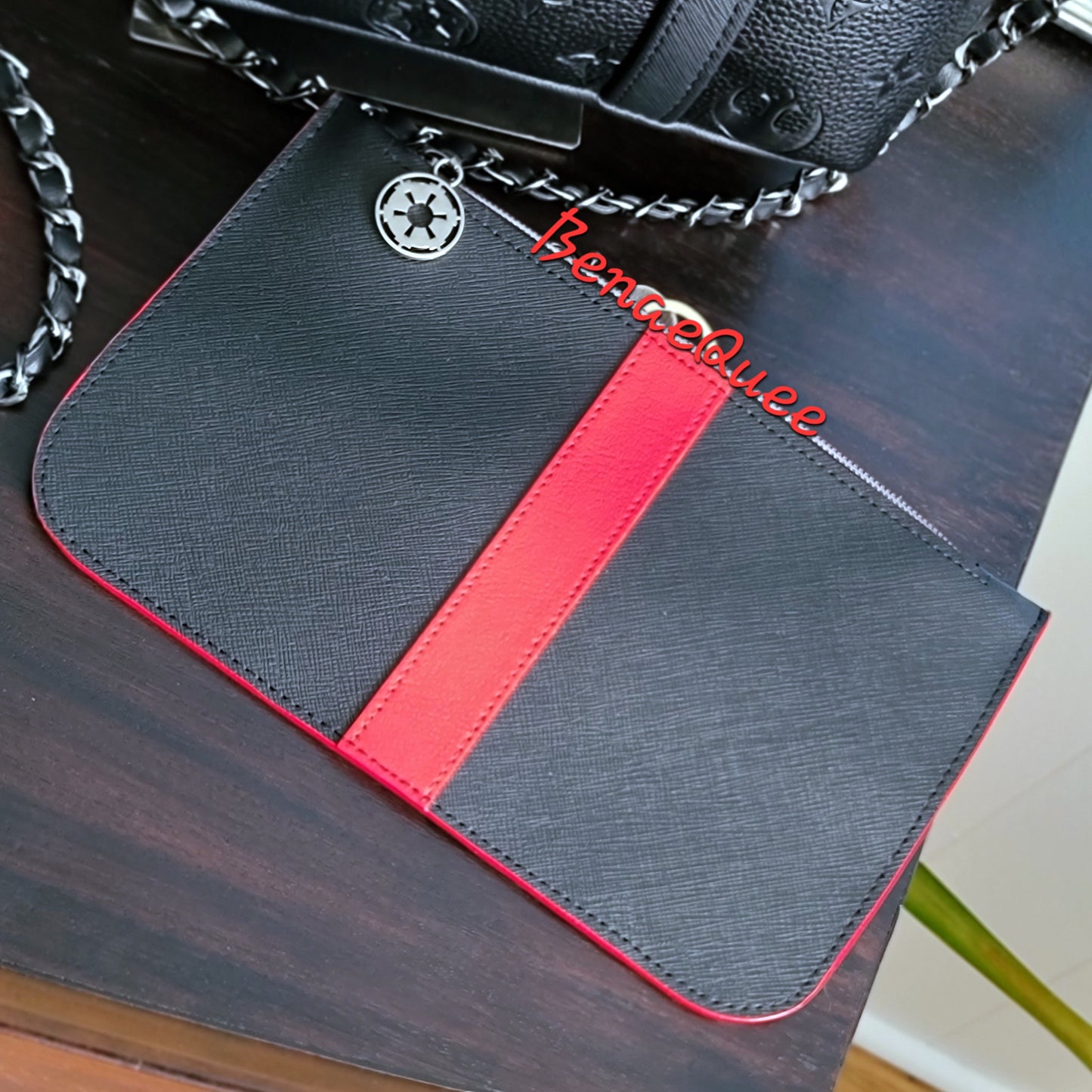 Imperial Black Debossed LV SW Symbols Mini Tote Purse